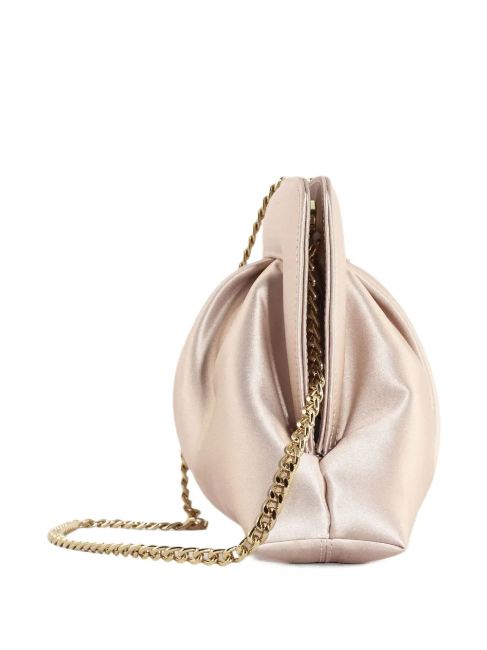 Roberto Festa Clutch met kettingband en gesmockt effect Beige