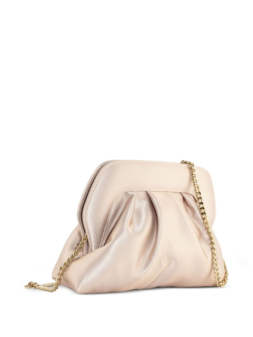 Roberto Festa Clutch met kettingband en gesmockt effect Beige
