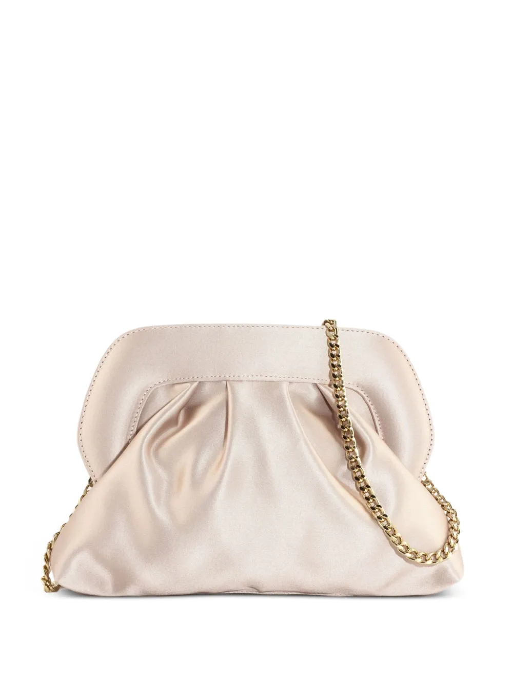 Roberto Festa Clutch met kettingband en gesmockt effect Beige