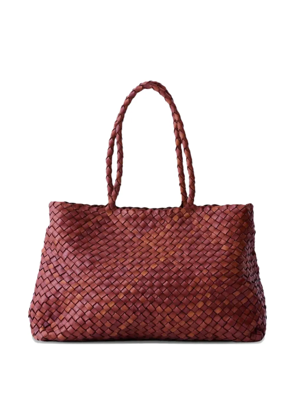 Dragon Diffusion Vintage Mesh Braided Leather Tote Bag In Red