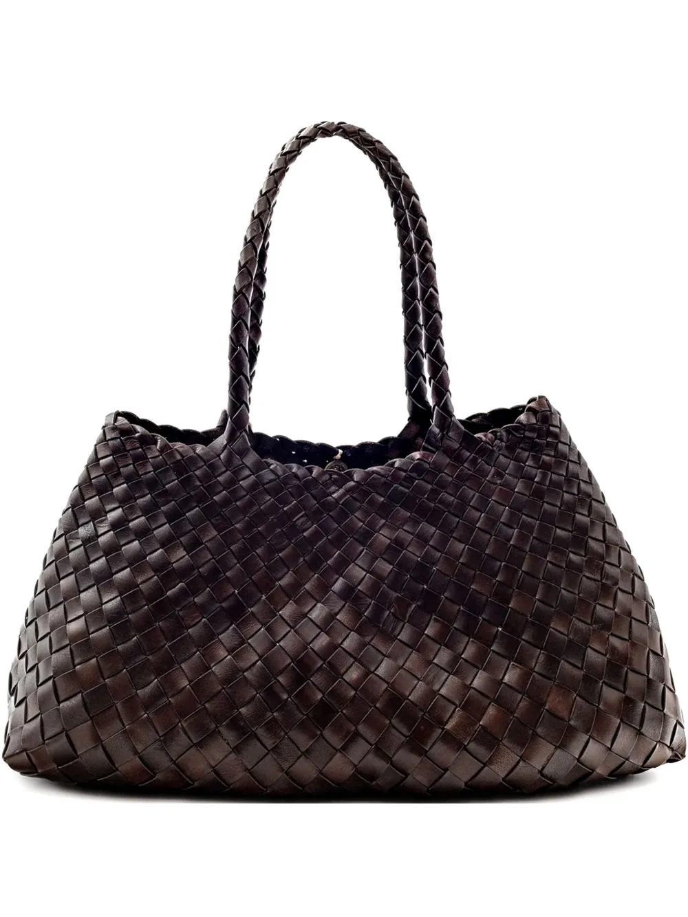 Dragon Diffusion Santa Croce Woven Calfskin Tote Bag In Brown