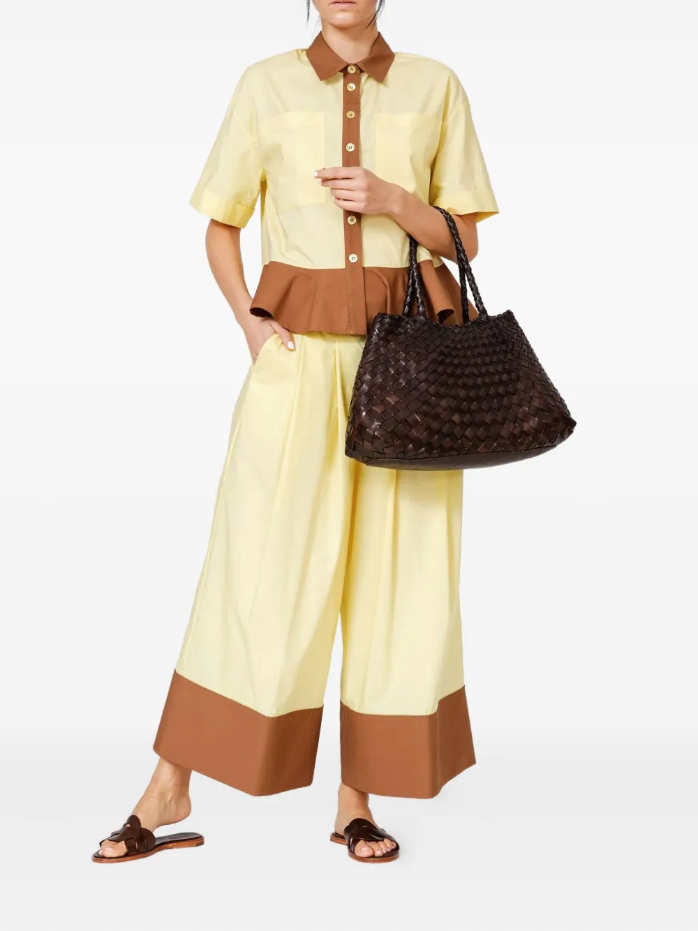 DRAGON DIFFUSION Santa Croce woven calfskin tote bag - Bruin