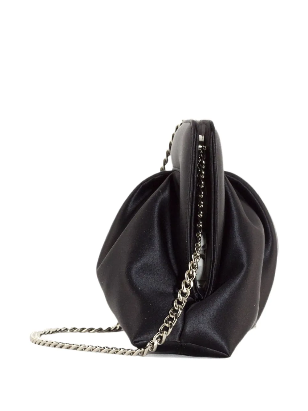 Roberto Festa Clutch met kettingband en gesmockt effect Zwart