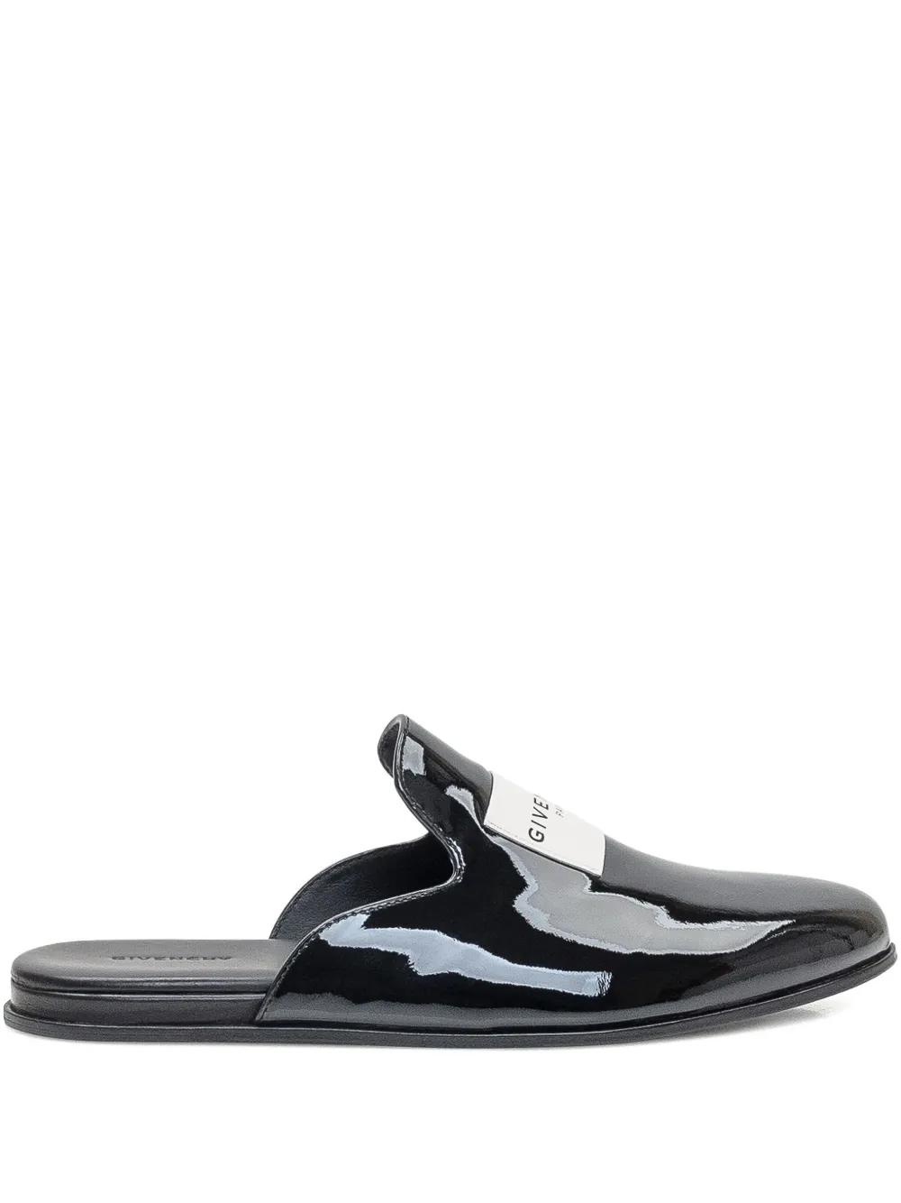Givenchy Patent Leather Logo-plaque Slippers In Black