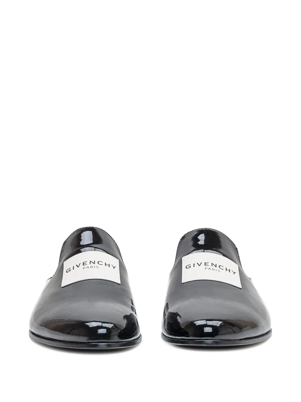 Givenchy Patent Leather Logo-plaque Slippers In Black
