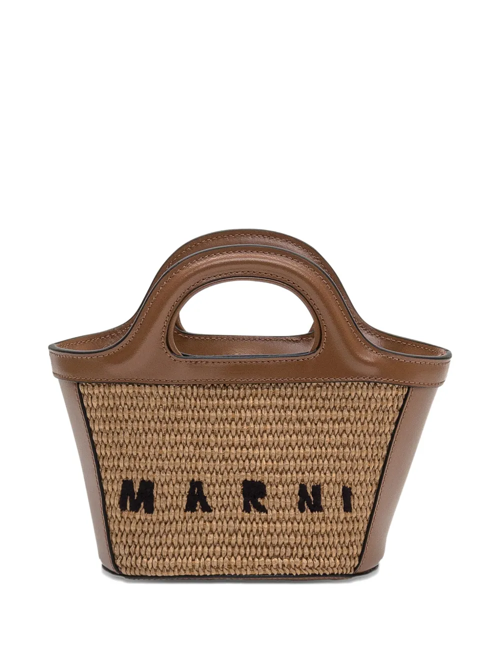 Marni Micro Woven Tote Bag In Brown