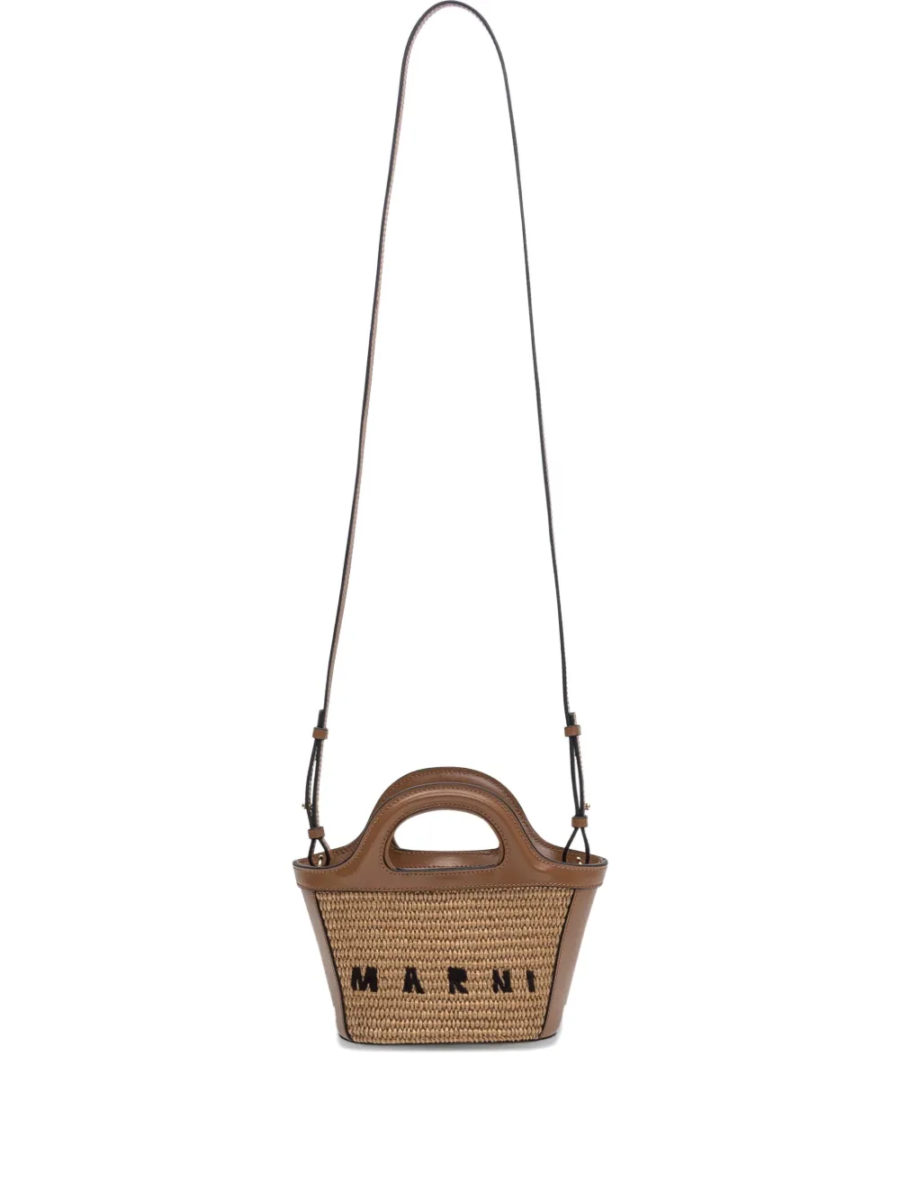 Marni Micro Woven Tote Bag In Brown