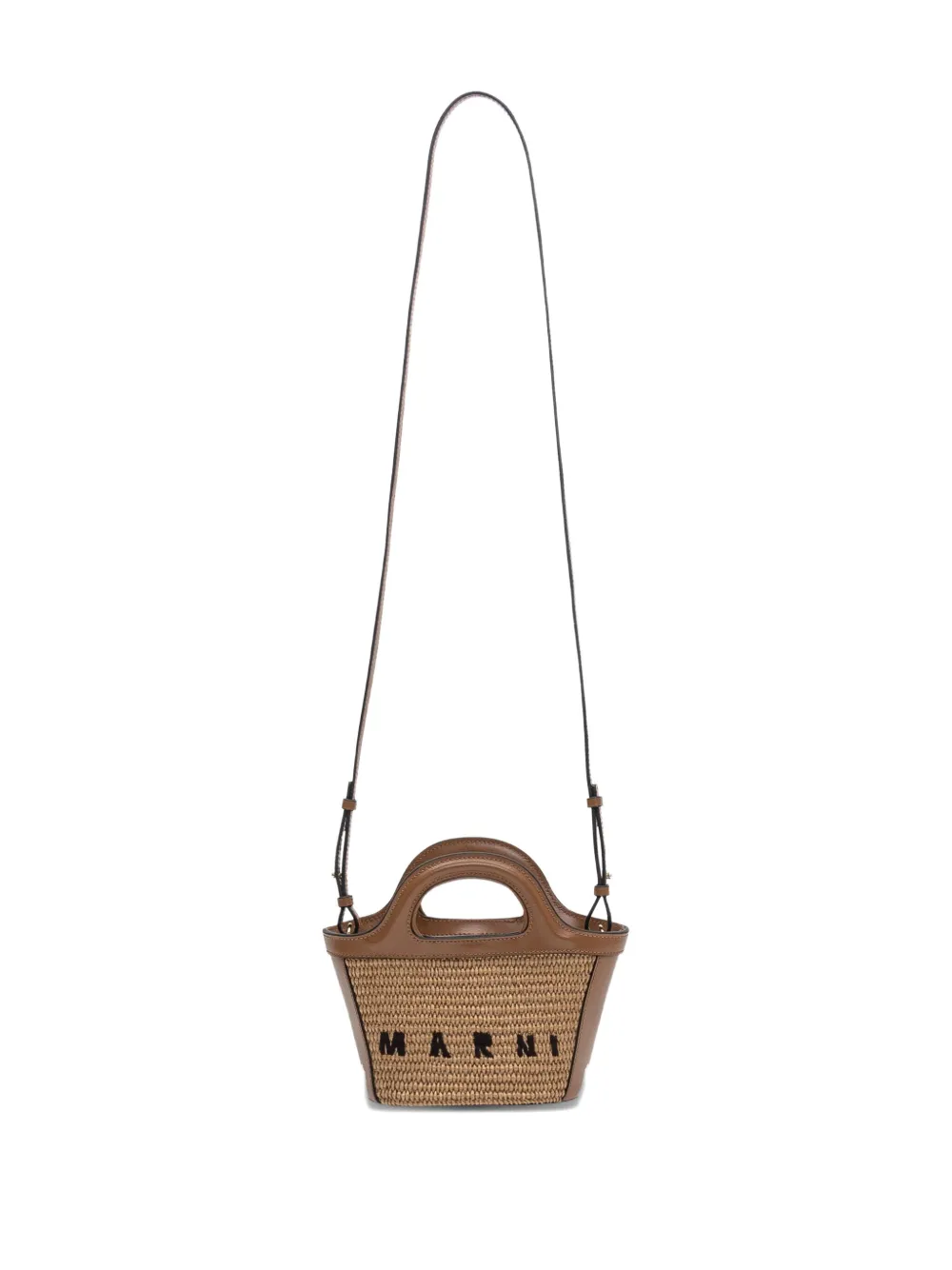 Marni Micro Woven Tote Bag In Brown