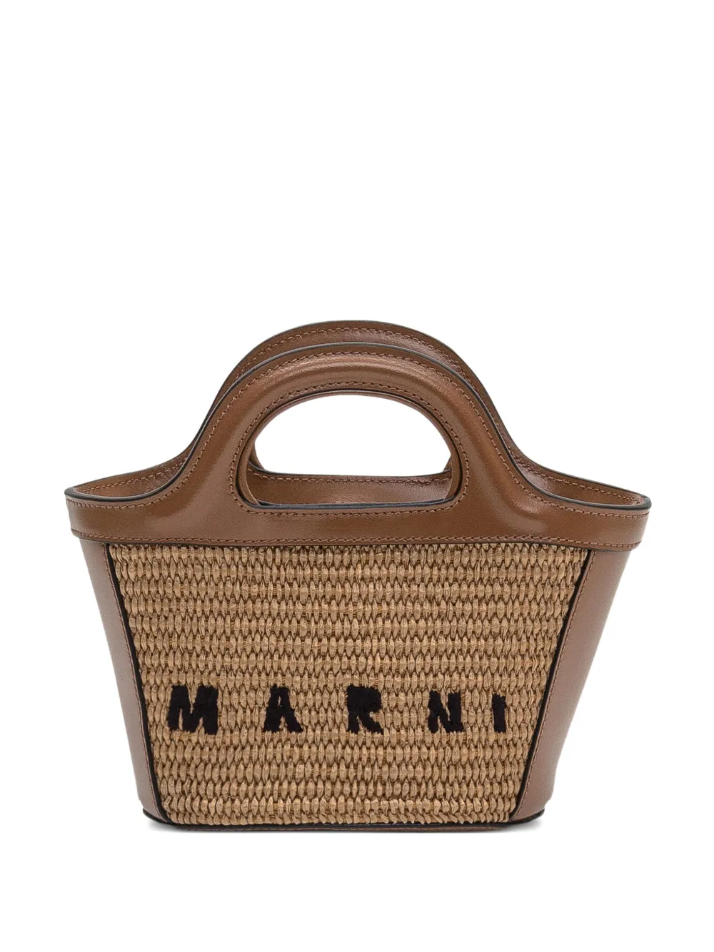 Marni micro Tropicalia woven tote bag - Bruin