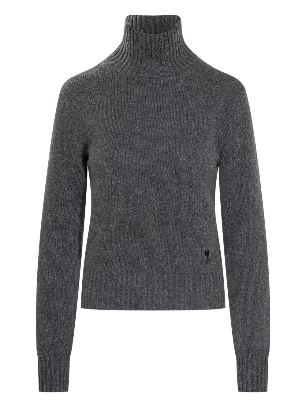 AMI Paris heart-embroidered turtleneck sweater | Grey | Image 1