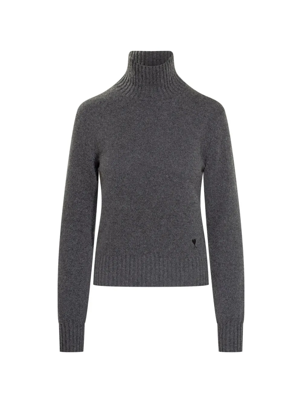 AMI Paris heart-embroidered turtleneck sweater - Grigio