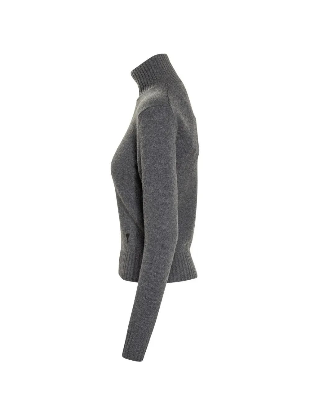  Ami Paris Heart-embroidered Turtleneck Sweater - Grey 