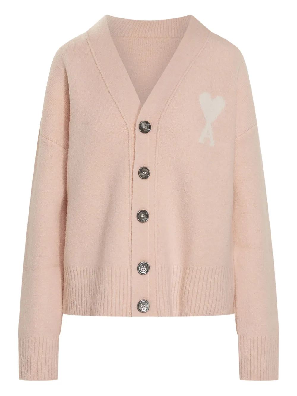 Ami Alexandre Mattiussi Heart-logo Button Cardigan In Pink