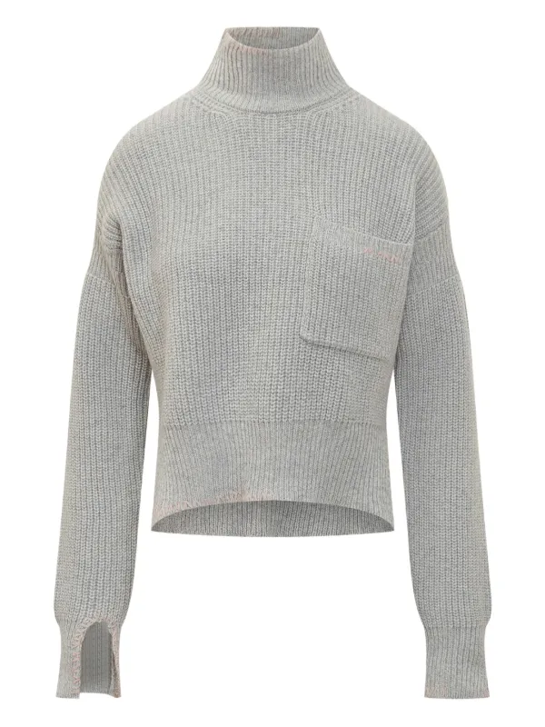 Marni Turtleneck Pocket Sweater in Grey