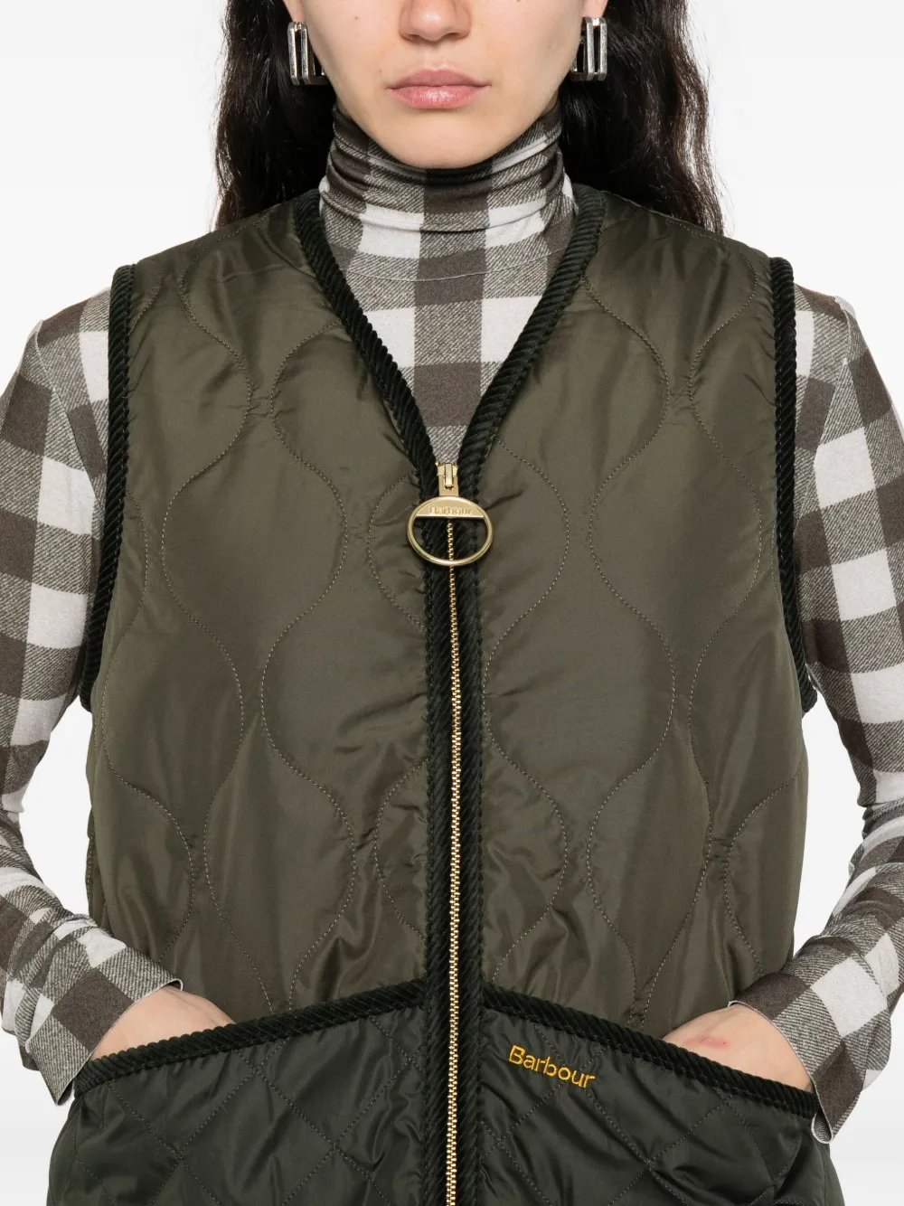 Barbour quilted borg-lined vest Groen
