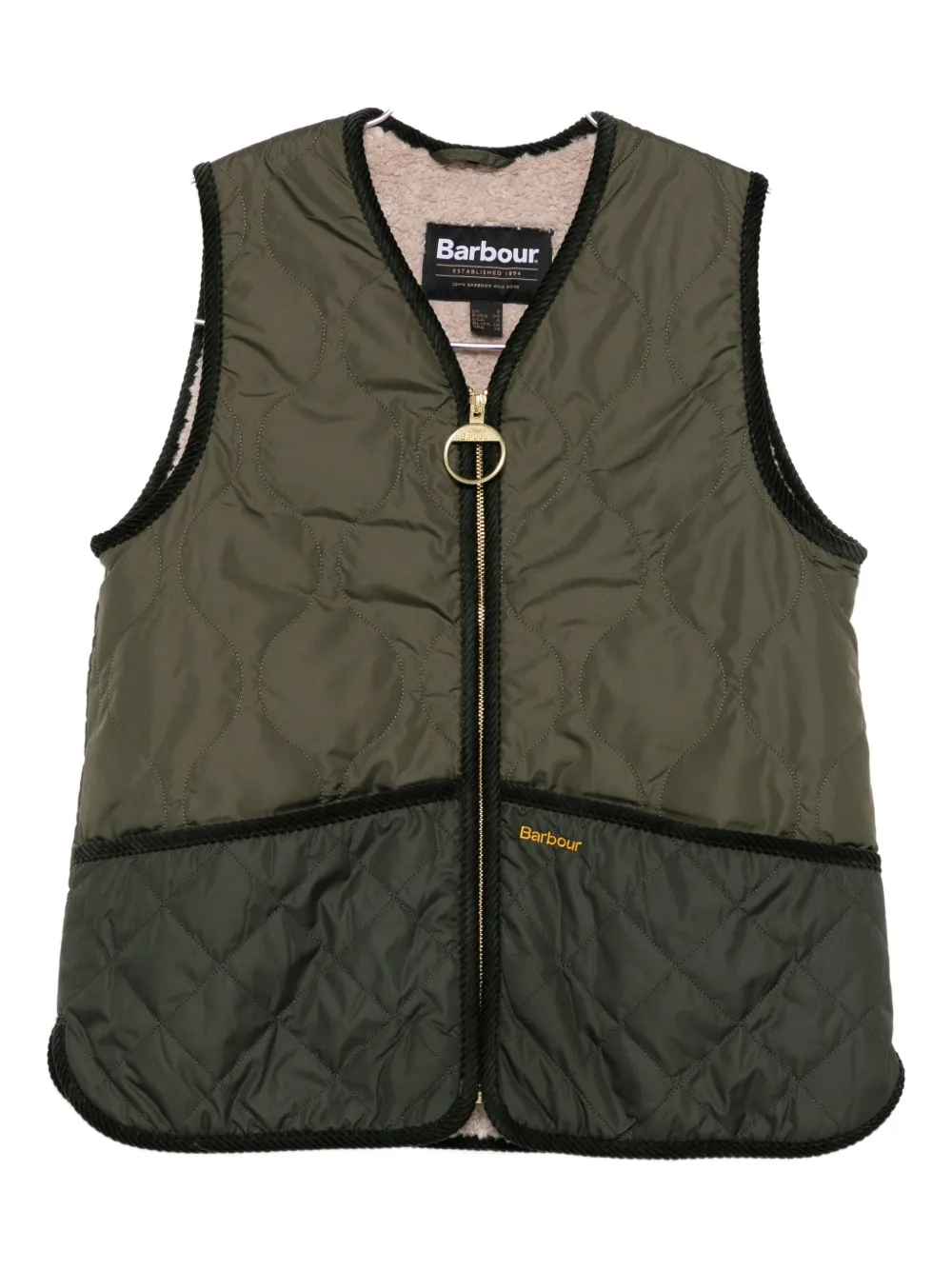 Barbour quilted borg-lined vest Groen