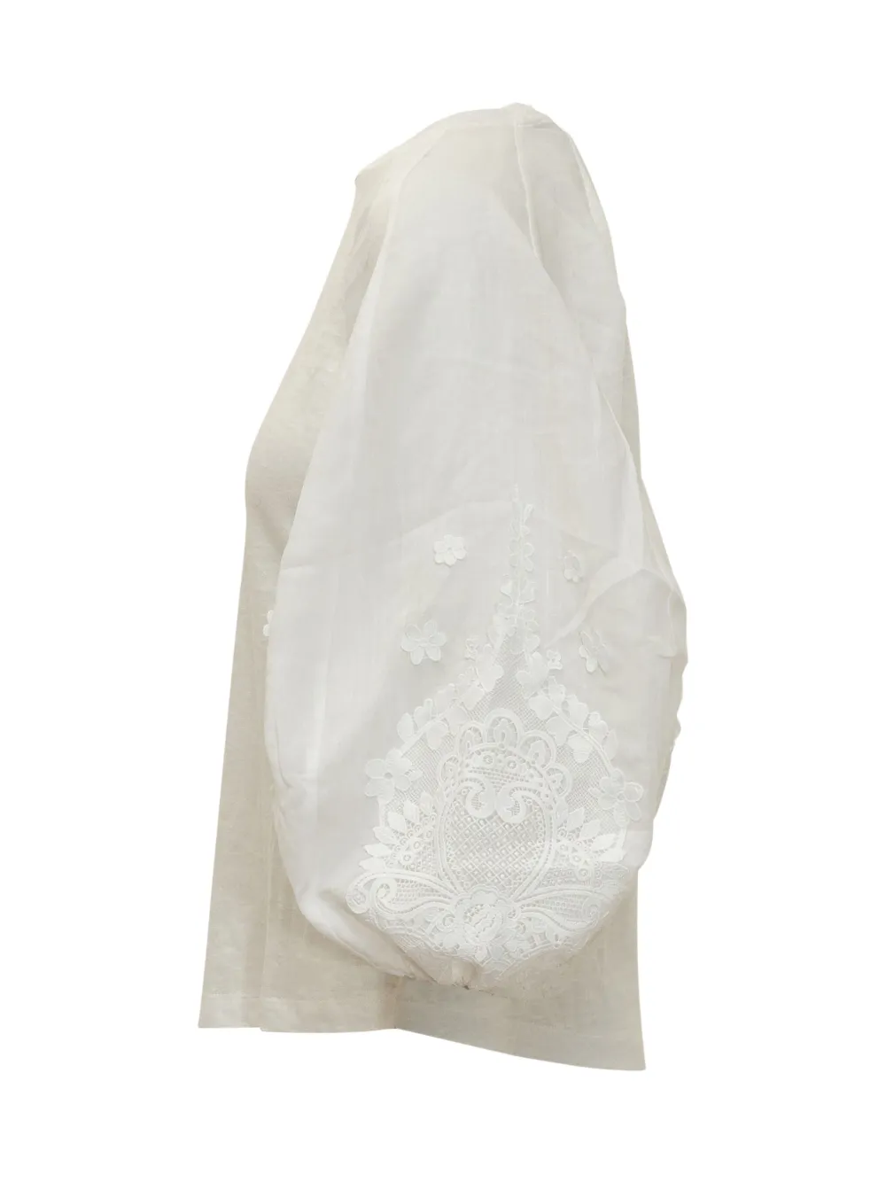 ZIMMERMANN lantern-sleeve lace-embellished tee - Wit