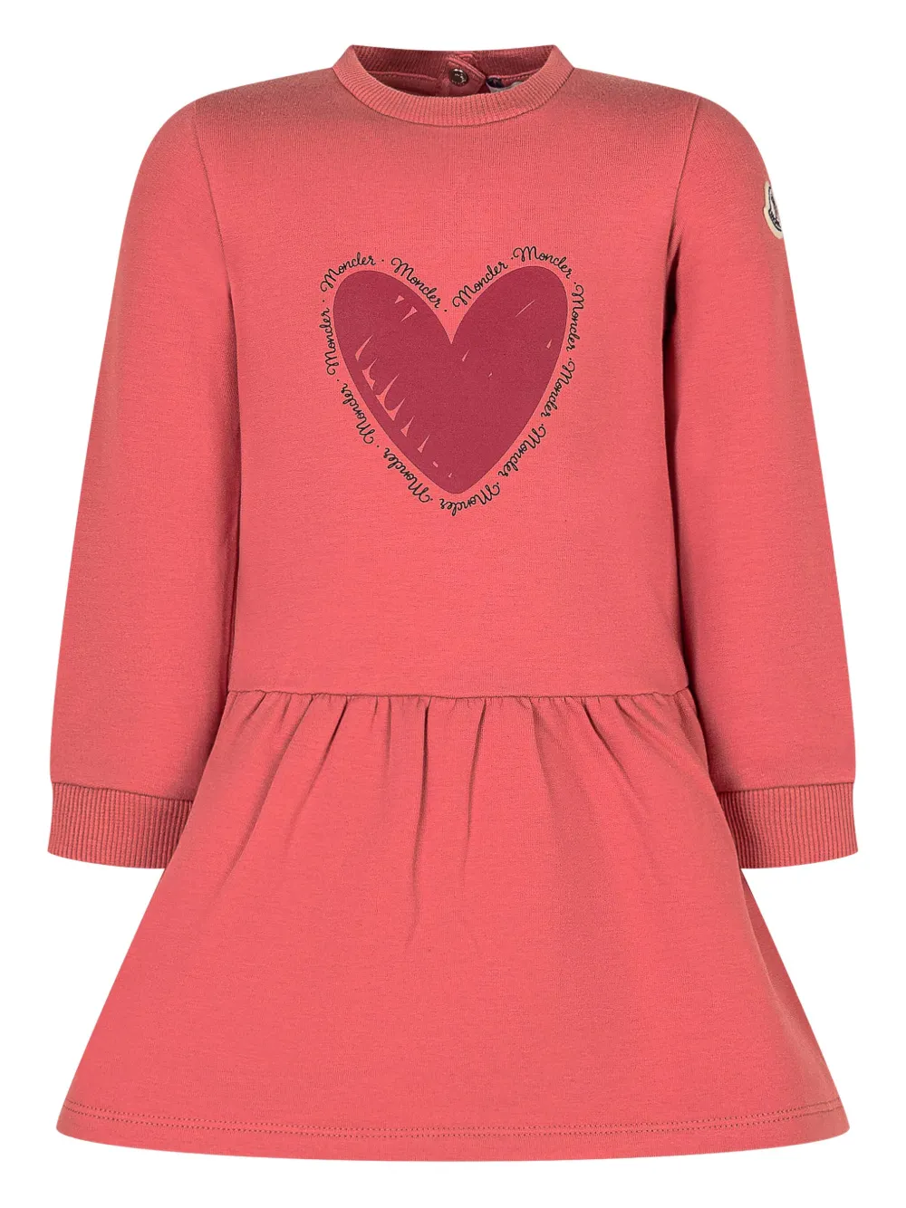 Moncler Enfant Flared jurk verfraaid met hart Roze