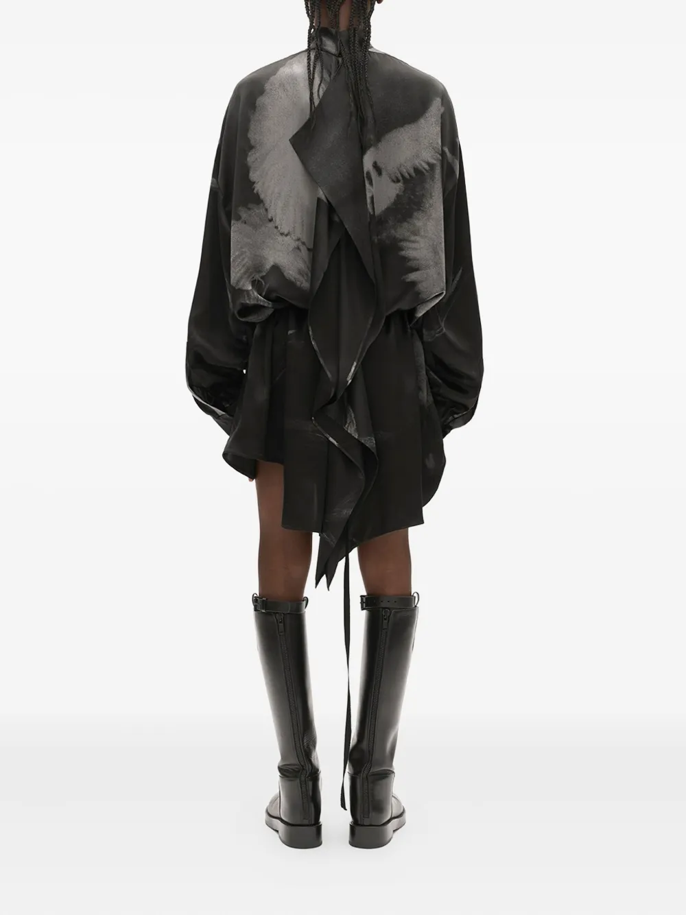  Ann Demeulemeester Doves Silk Dress - Black 