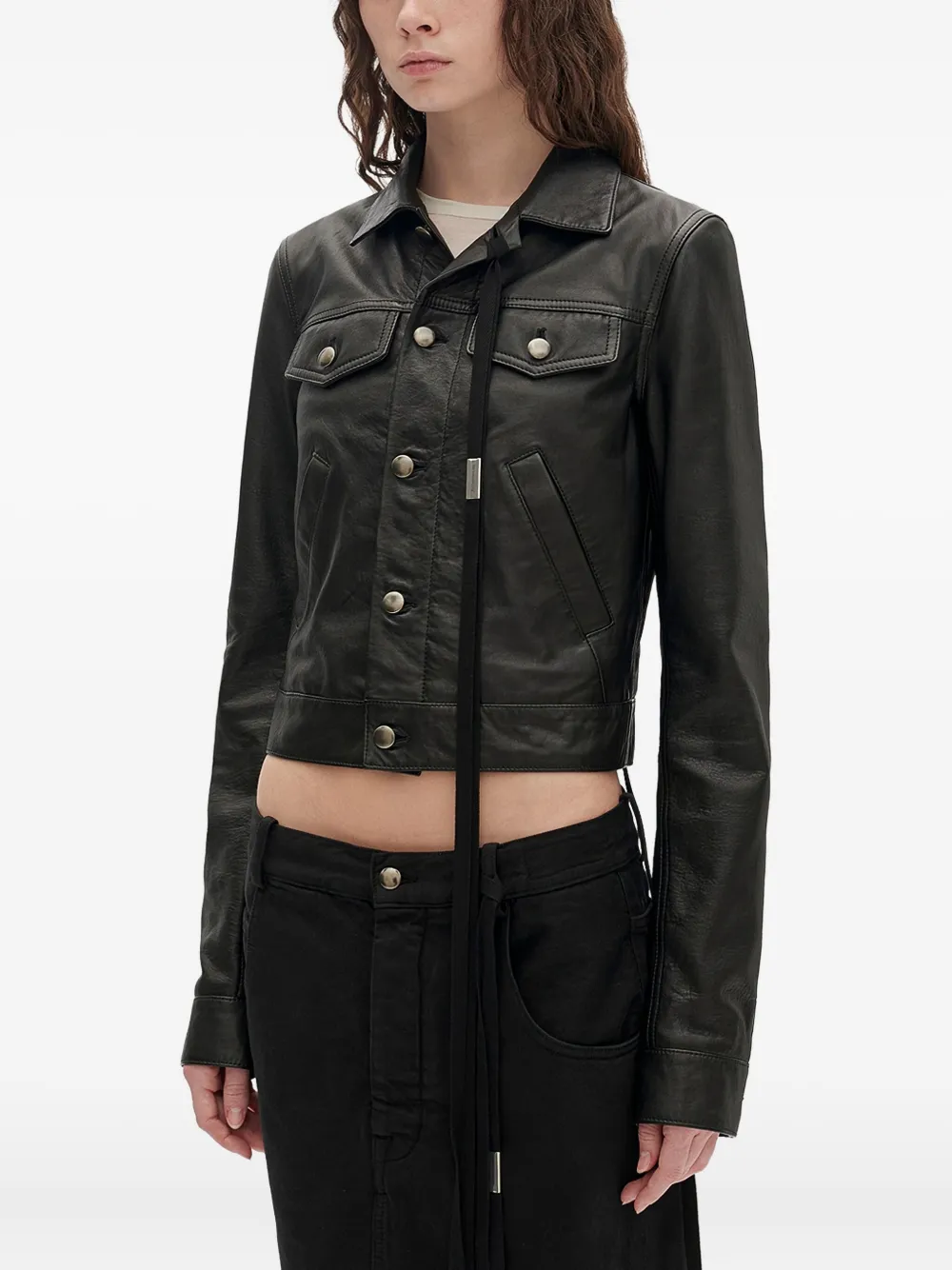  Ann Demeulemeester Structured Leather Jacket - 099 Black 