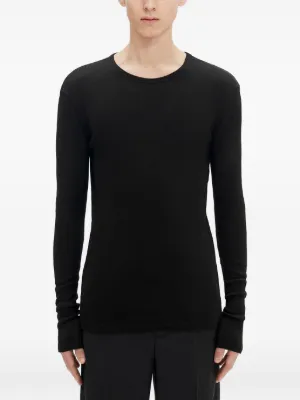 アン・ドゥムルメステール アシンメトリー長袖Tシャツ 黒・白・グレー アン・ドゥムルメステール アシンメトリー長袖Tシャツ 黒・白・グレー