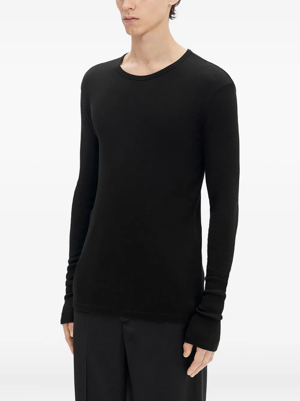  Ann Demeulemeester Long-sleeve Ribbed T-shirt - 099 Black 