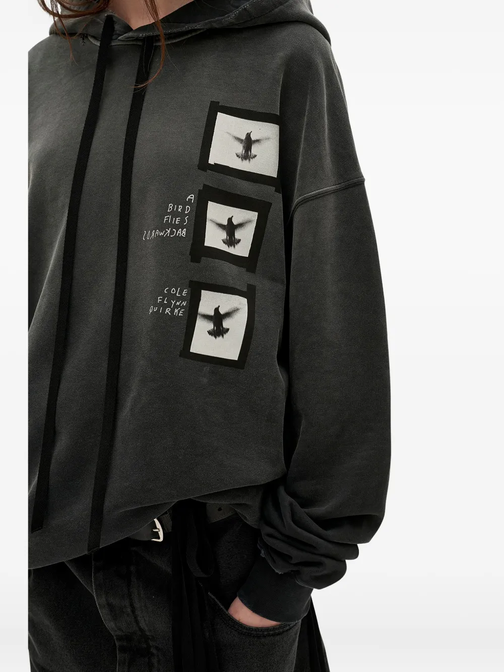 Ann Demeulemeester Anne Marie Printed Hoodie In Black
