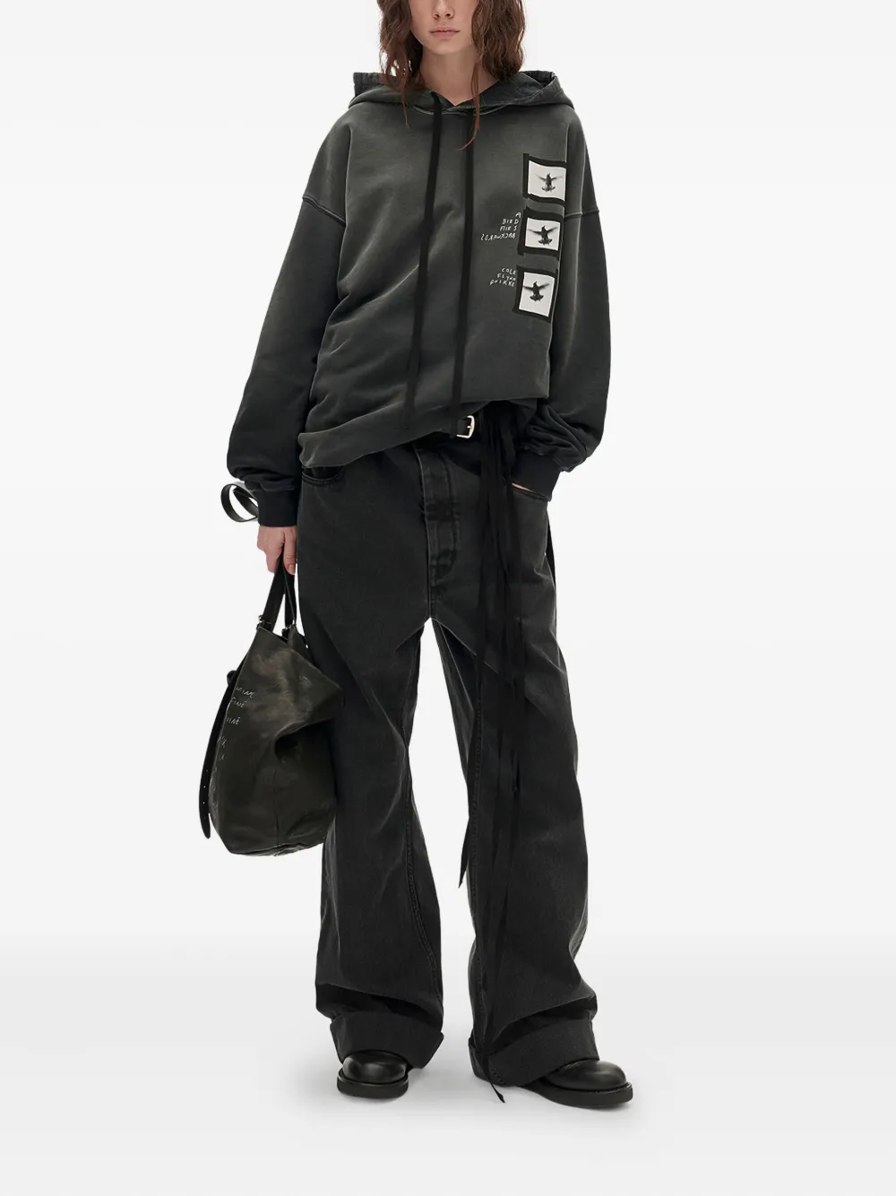 Ann Demeulemeester Anne Marie printed hoodie - Zwart