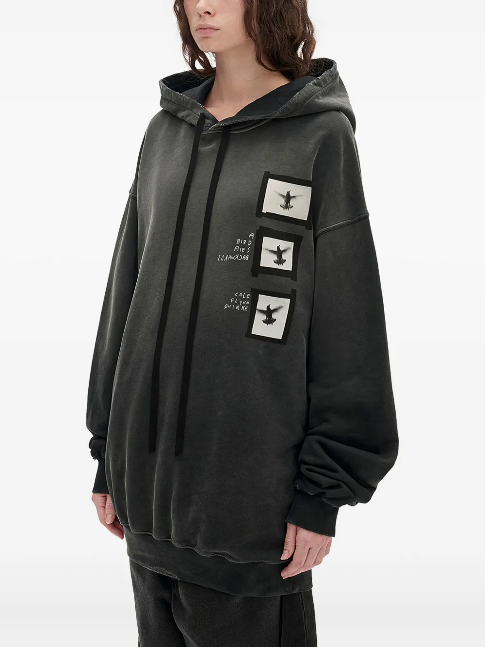 Ann Demeulemeester Anne Marie Printed Hoodie In Black