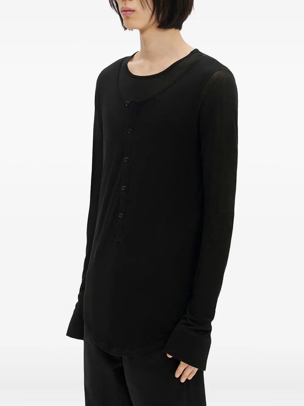 Ann Demeulemeester Leo Double Layer Serafino Top In Black
