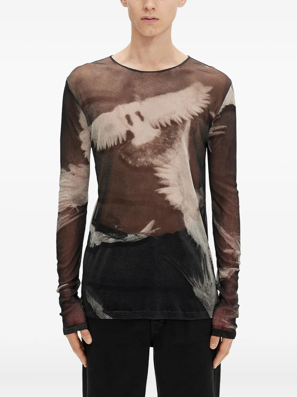 Ann Demeulemeester Greg doves-print long-sleeve T-shirt | Black | Image 1