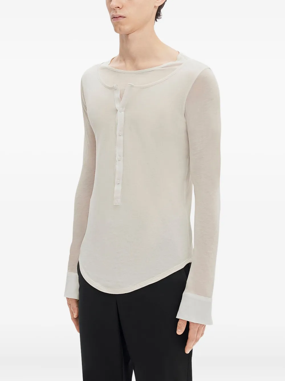 Ann Demeulemeester Leo Cotton Jersey Top In Neutral