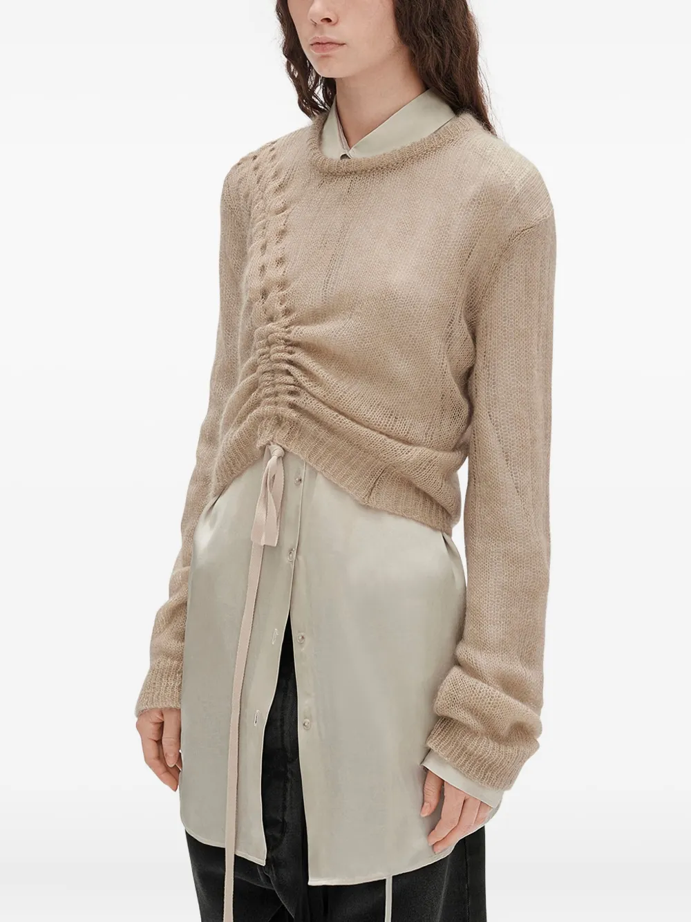 Ann Demeulemeester Crew Neck Long Sleeve Sweater In Neutral