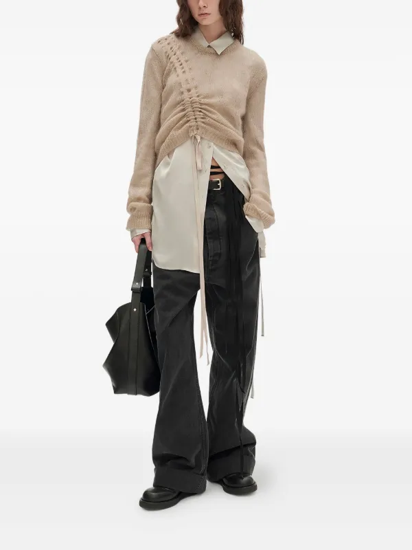 ANNDEMEULEMEESTER
 アンドゥムルメステール 希少ストール ANN DEMEULEMEESTER Size 10 Black Leather Side Zipper Boots