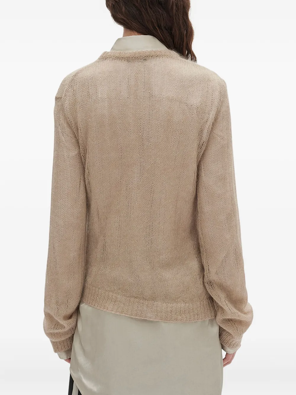 Ann Demeulemeester Crew Neck Long Sleeve Sweater In Neutral