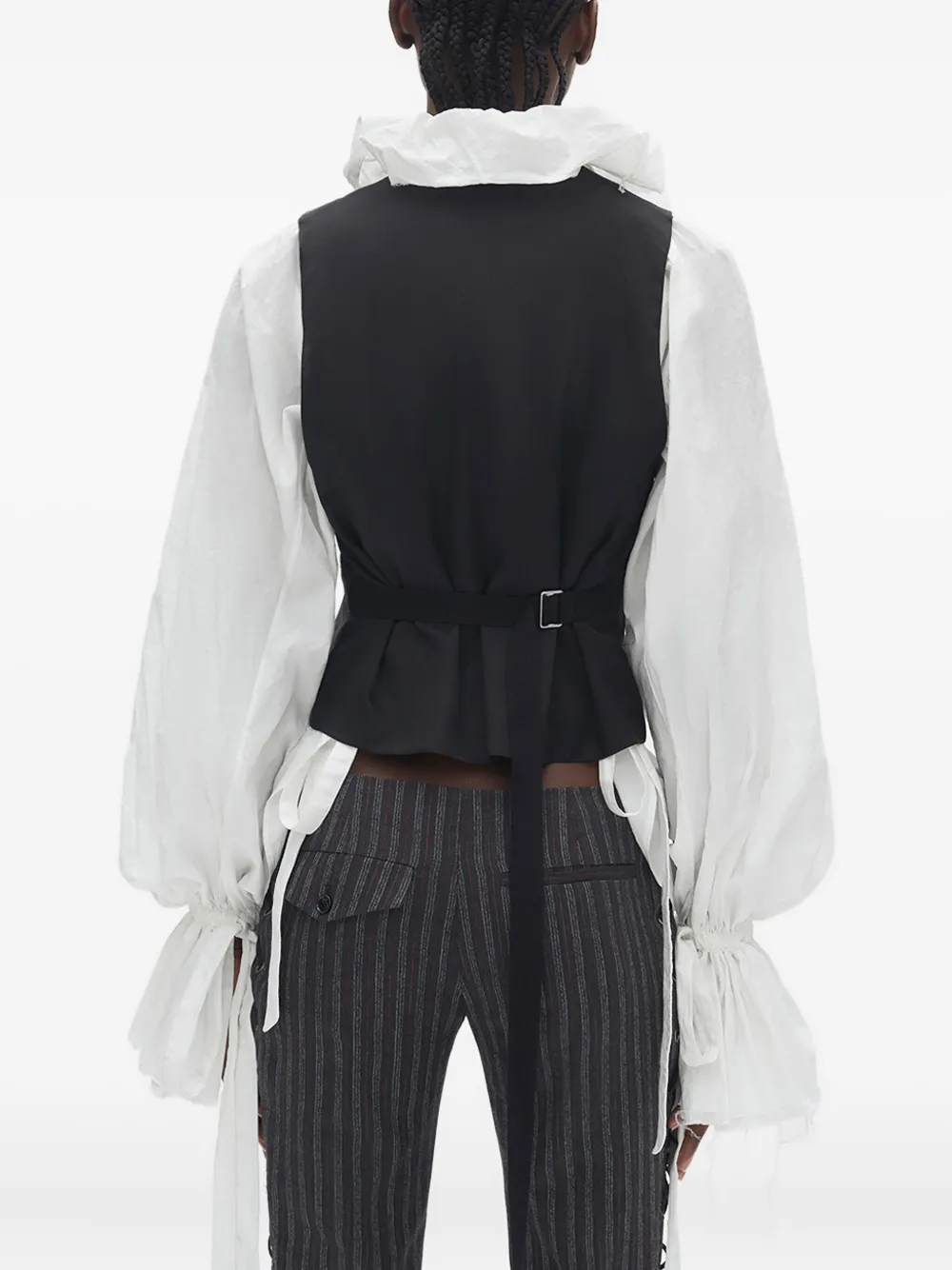 Ann Demeulemeester Stanse Pinstripe Waistcoat In Gray
