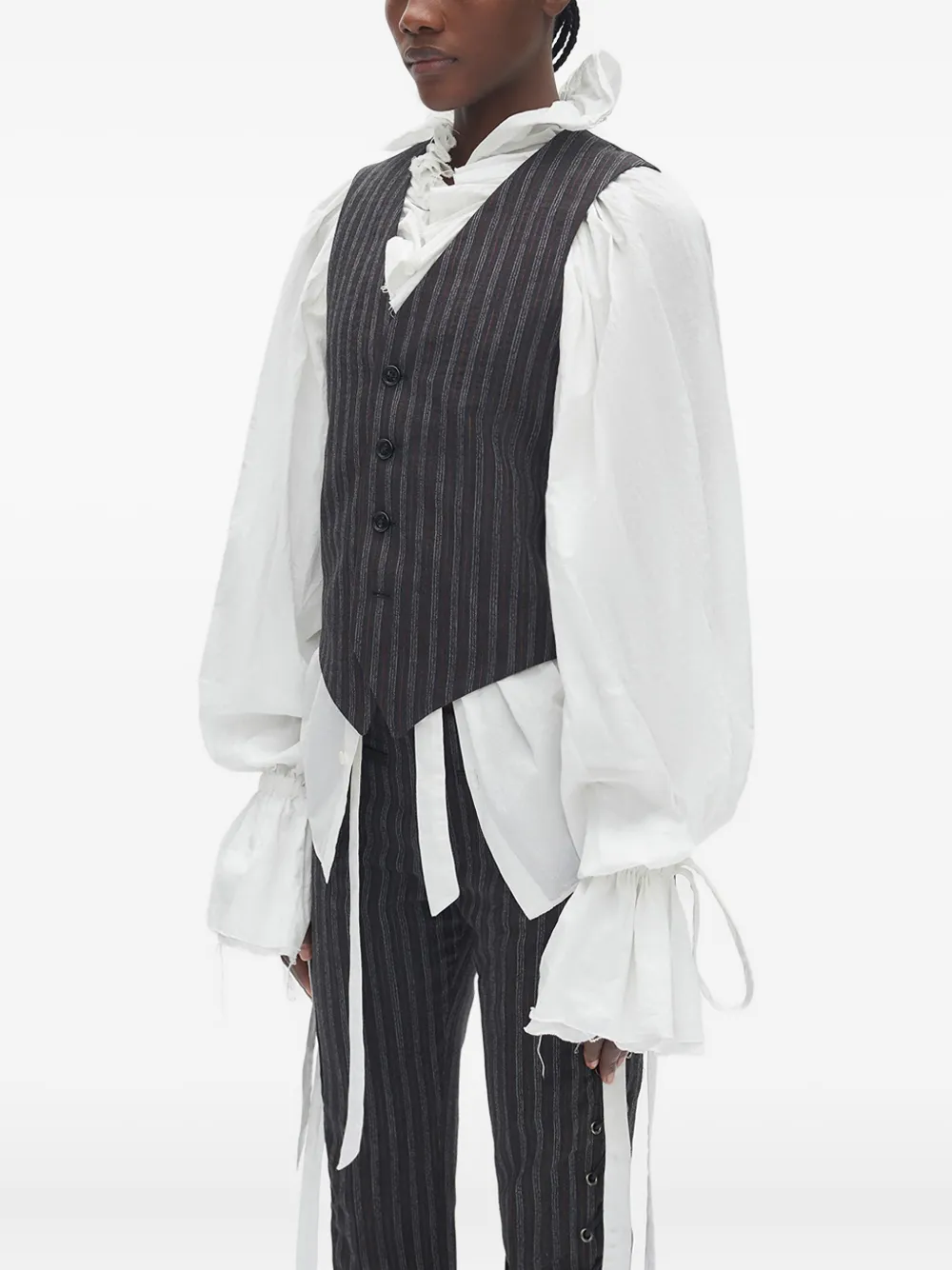 Ann Demeulemeester Stanse Pinstripe Waistcoat In Gray