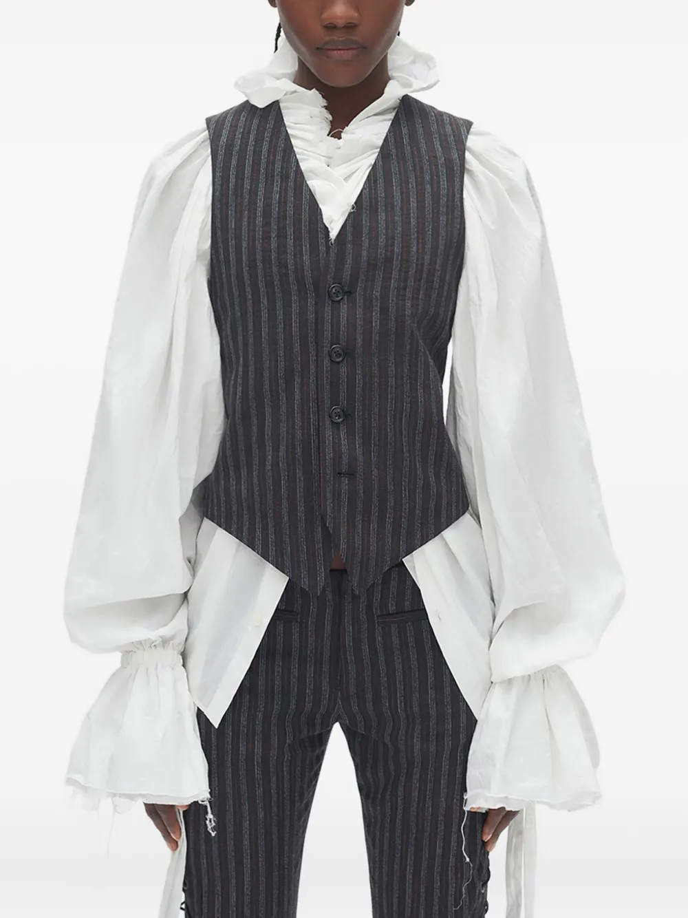 Ann Demeulemeester Stanse Pinstripe Waistcoat In Gray