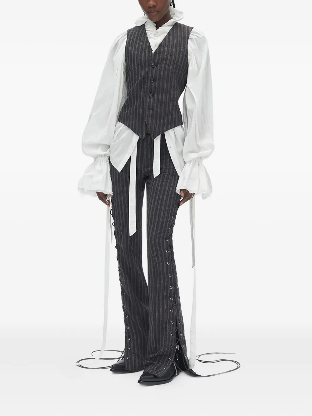 Ann Demeulemeester Stanse Pinstripe Waistcoat In Gray