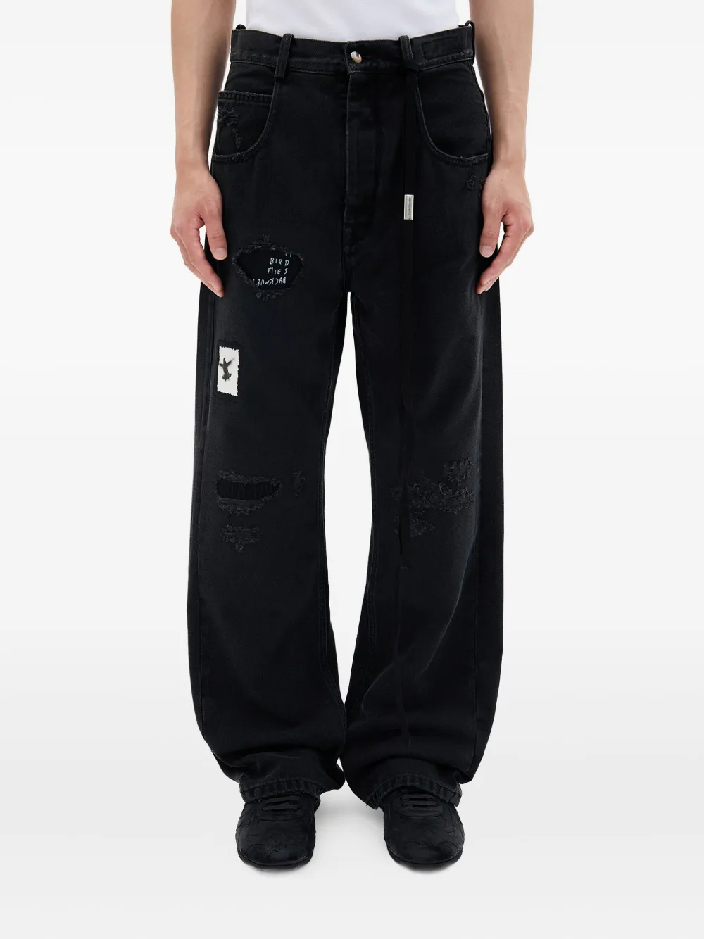 Ann Demeulemeester jean Ronald à effet usé | noir | Image 1