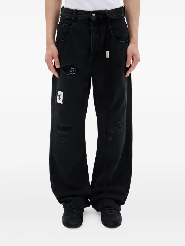 Ann Demeulemeester Ronald ダメージ ジーンズ | ブラック | FARFETCH JP
