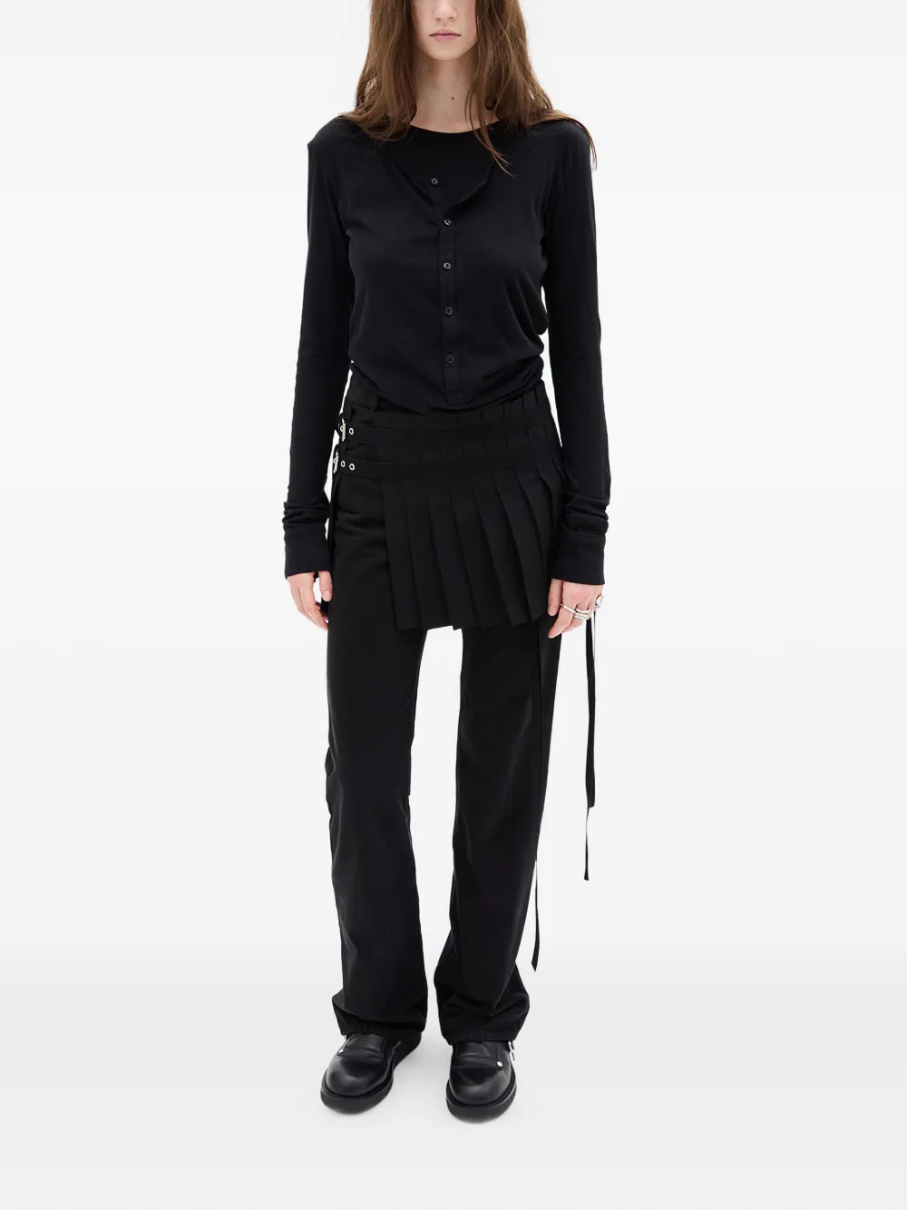 Ann Demeulemeester Vero Button-front Long-sleeve T-shirt In Black