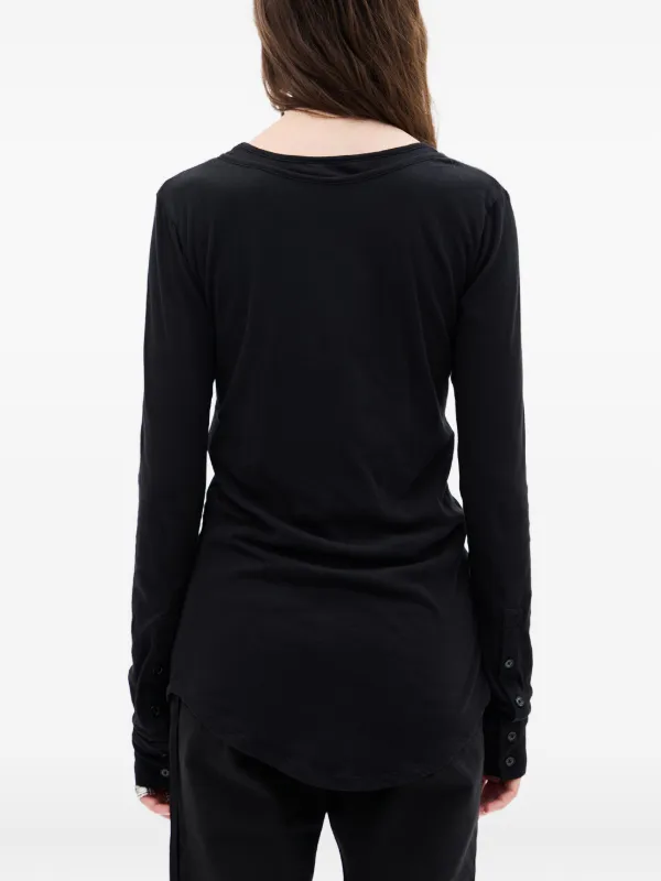 トップス ANN DEMEULEMEESTER longsleeve t Ann Demeulemeester Vero button-front long-sleeve T-shirt | Black