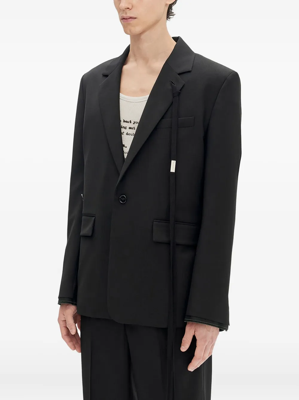  Ann Demeulemeester Strap-detail Wool Blazer - 099|black 