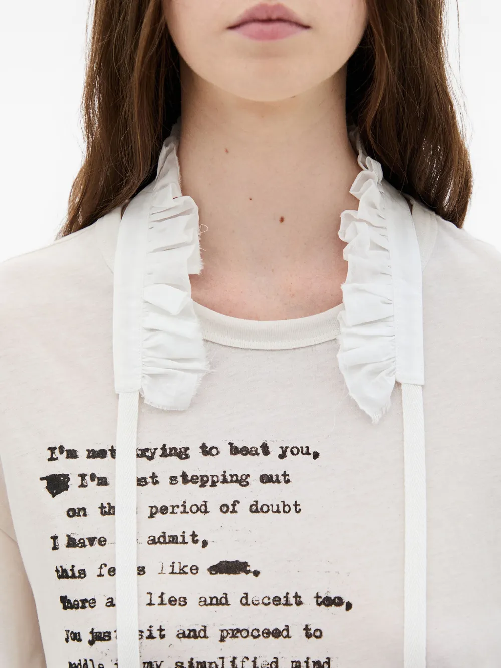 Ann Demeulemeester Text-print Crew-neck T-shirt In Neutral