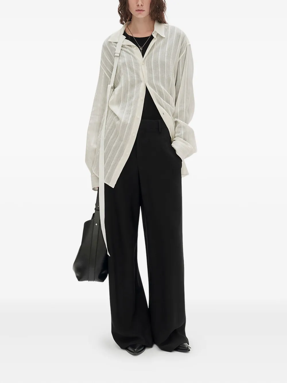Ann Demeulemeester Broek met gedrapeerd detail - Zwart