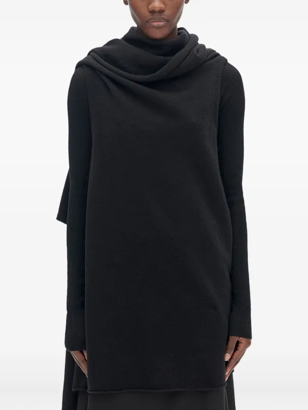 Ann Demeulemeester Felted-wool Draped Knitted Top in Black