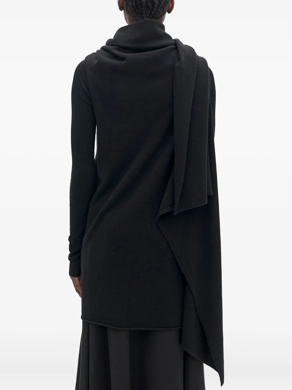 Ann Demeulemeester Felted-wool Draped Knitted Top In Black
