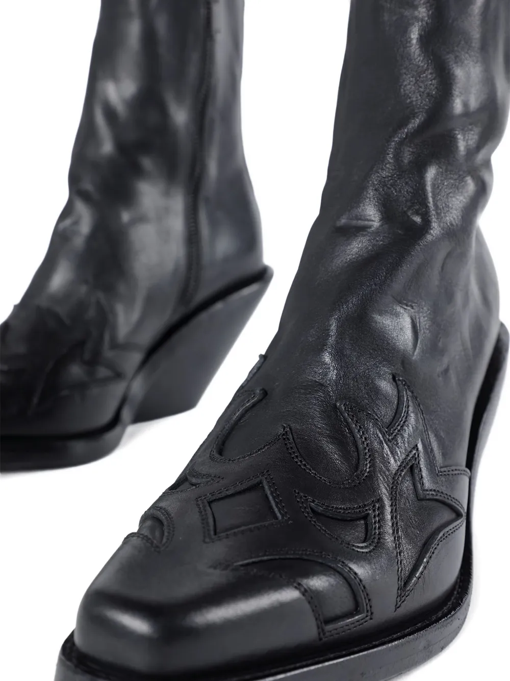 Ann Demeulemeester leather carved-detail boots Zwart