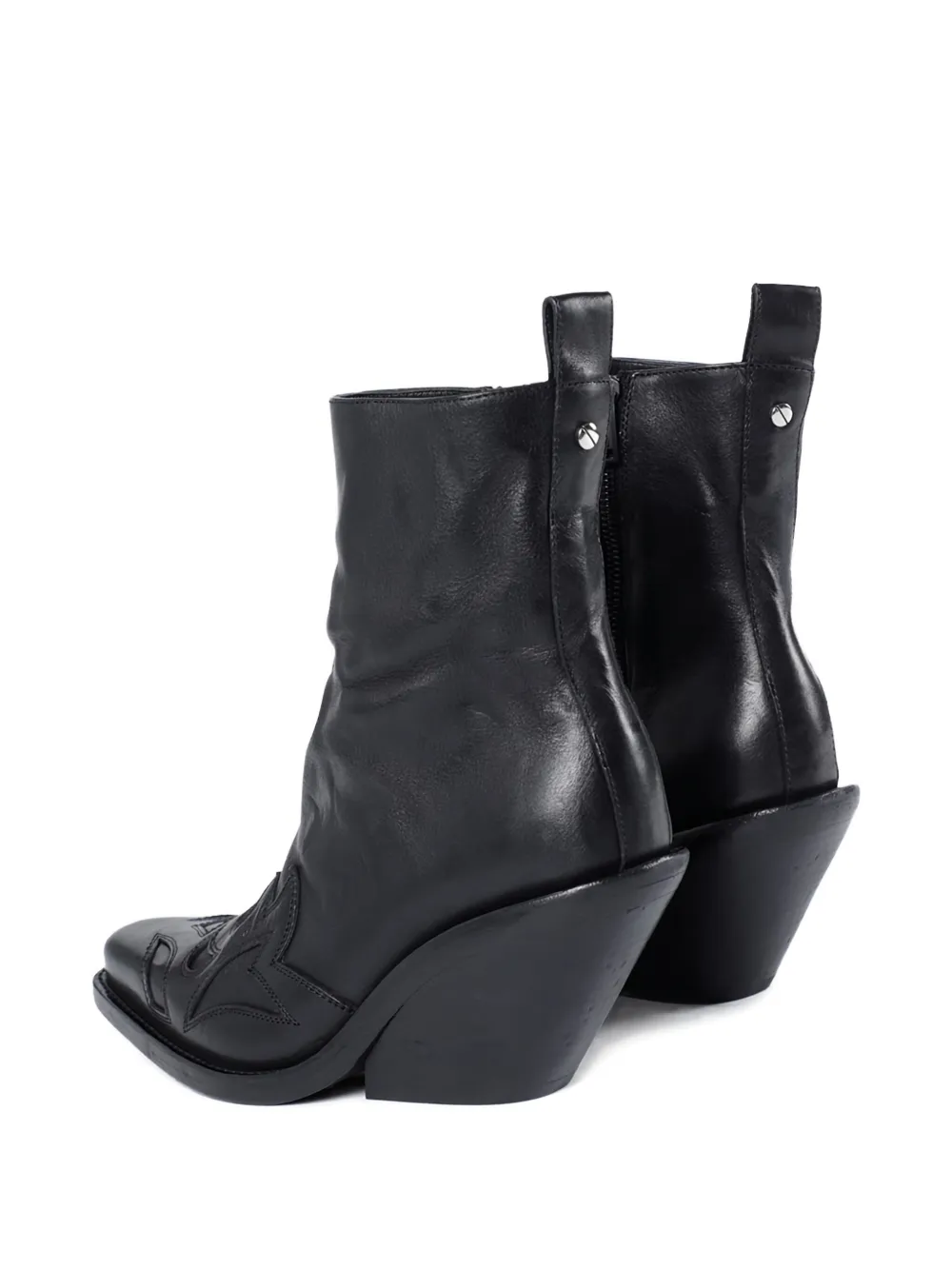 Ann Demeulemeester leather carved-detail boots Zwart